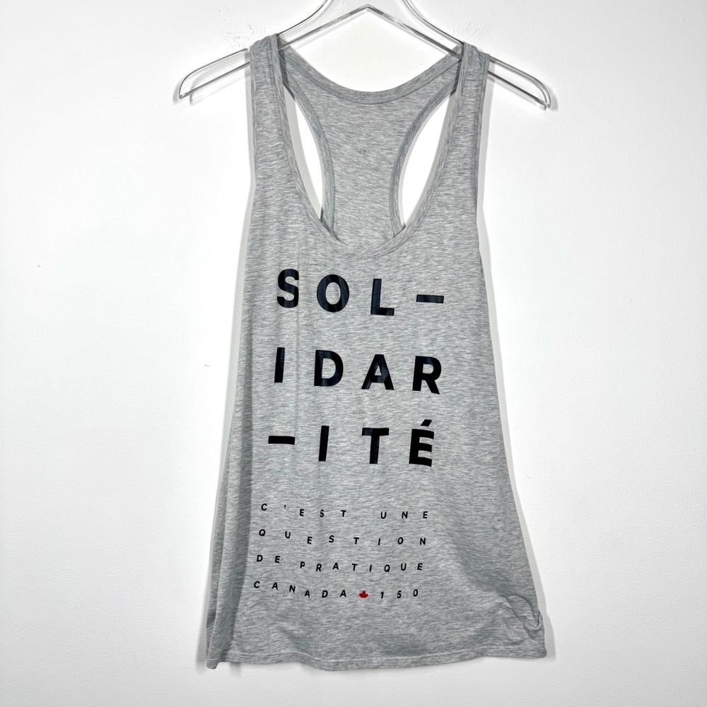 Lululemon Women’s Size 10 Solidarite Love Tank Graphic Grey Pima Cotton Top